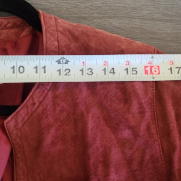 Vintage Onde Red Leather Womens Jacket Open Front Size 8 - Picture 4 of 8